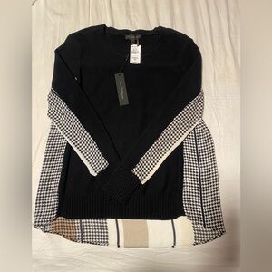 NWT Donna Karen New York Black and Houndstooth sweater